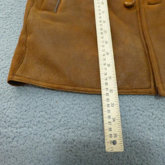 Moriano Spanish Merino Shearling Coat Mens 38 Brown Button Front - Picture 11 of 15